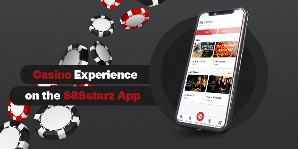 Casino tab in the 888starz Android mobile app