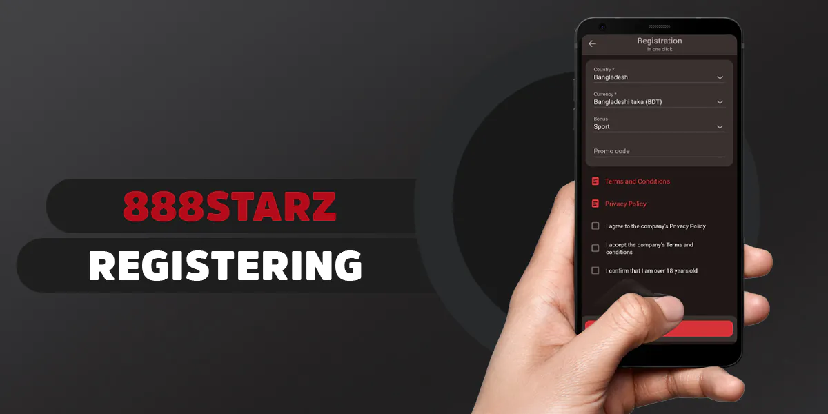 Registration process at 888Starz online casino site 