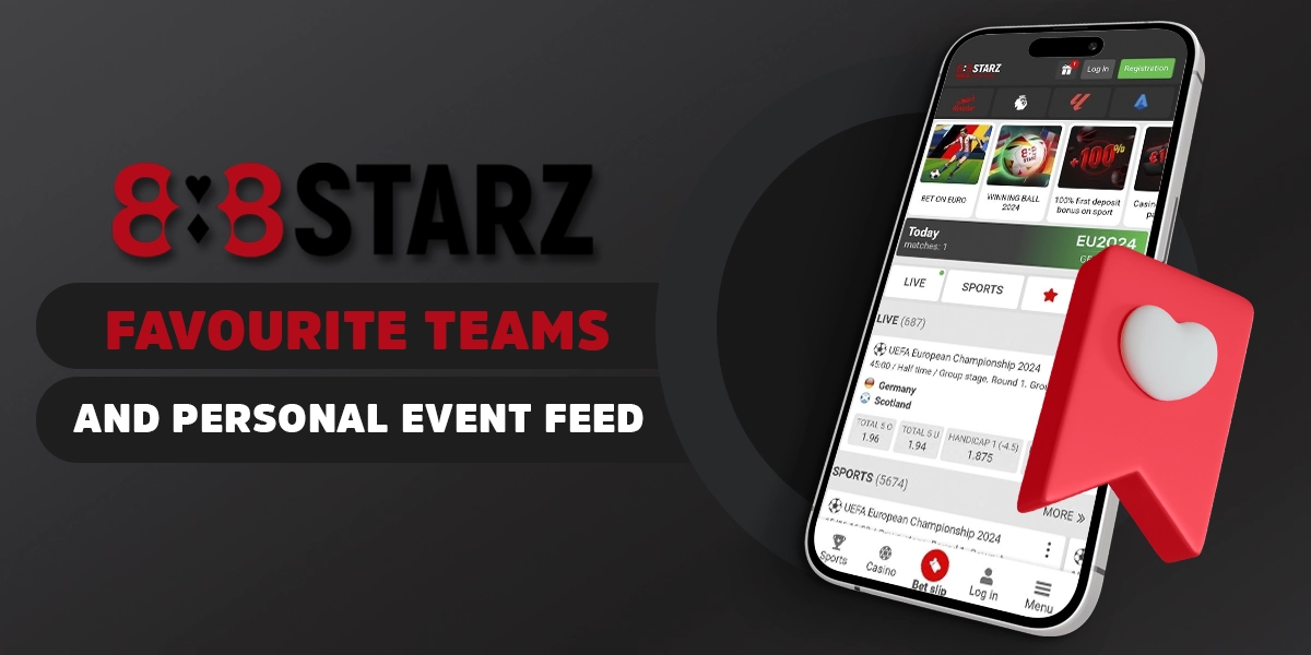Following favourite teams with personal event feed on 888starz